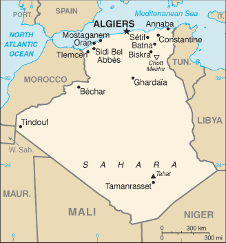 Politisk kart over Algerie