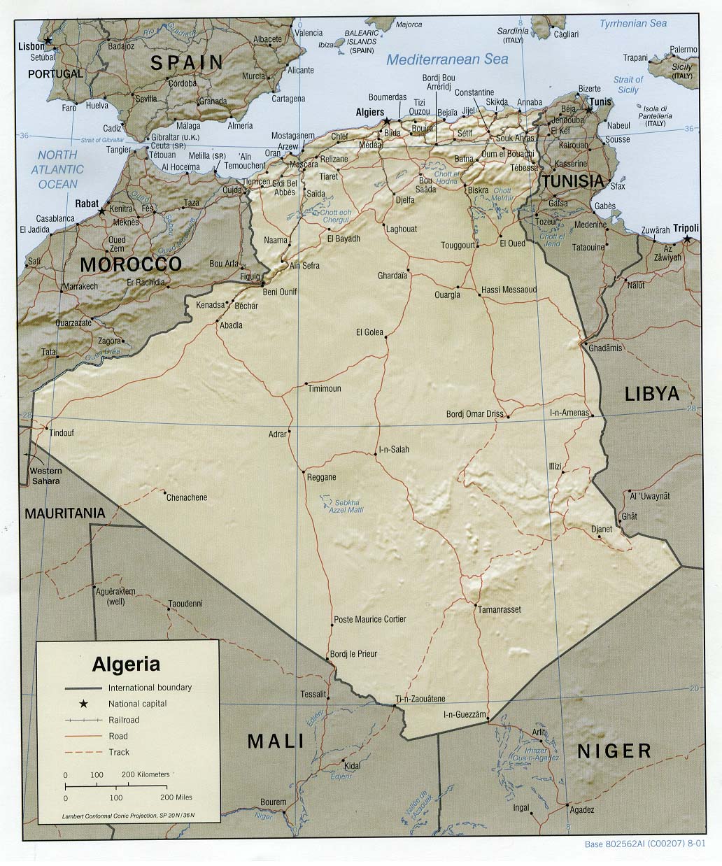 Terreng kart over Algerie