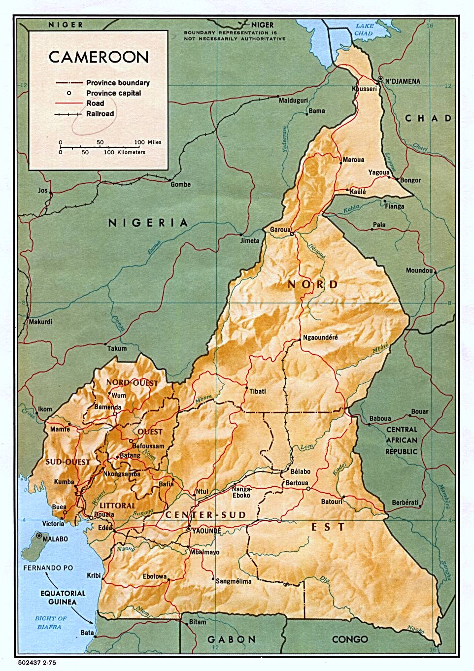 Terreng kart over Kamerun