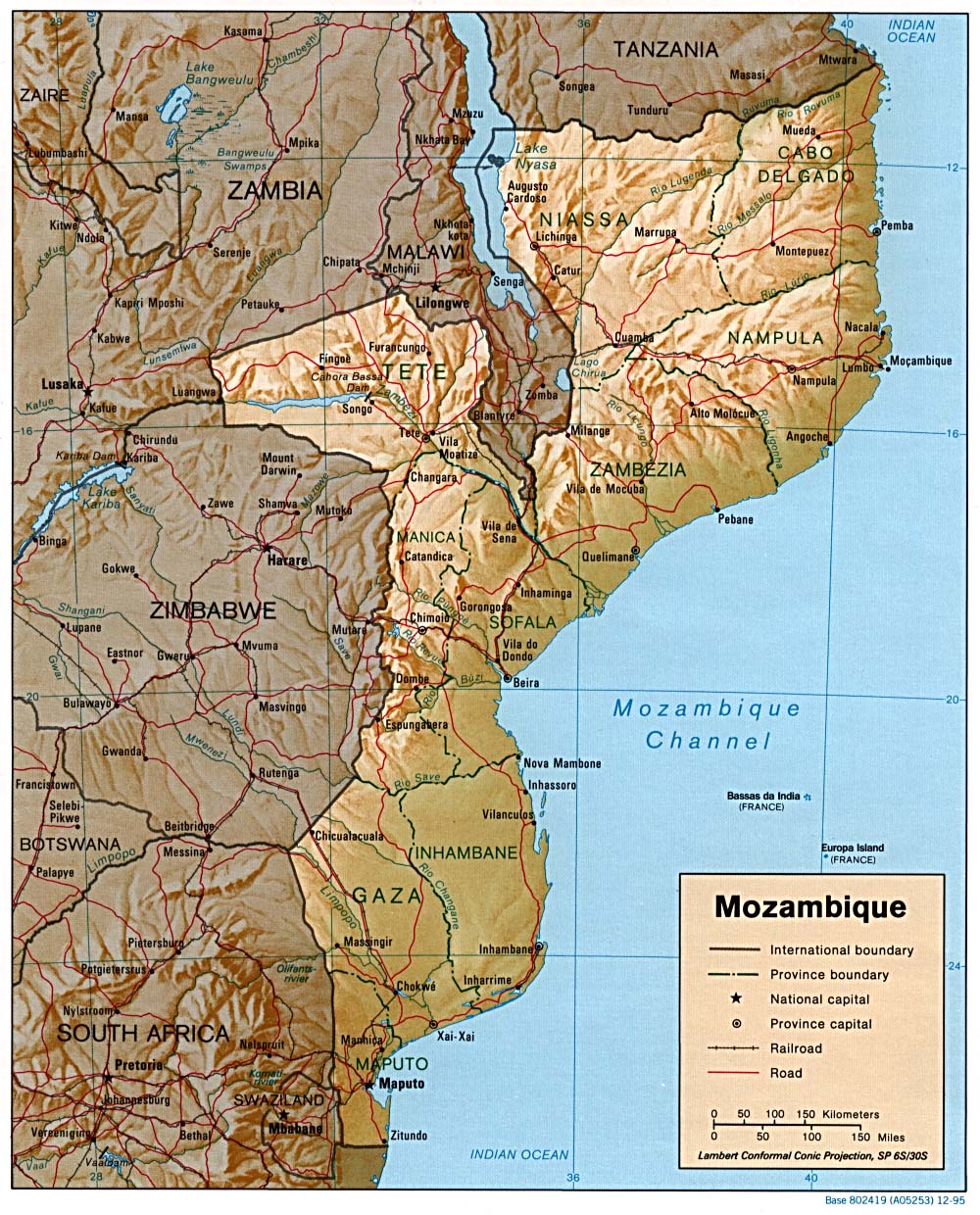 Terreng kart over Mosambik