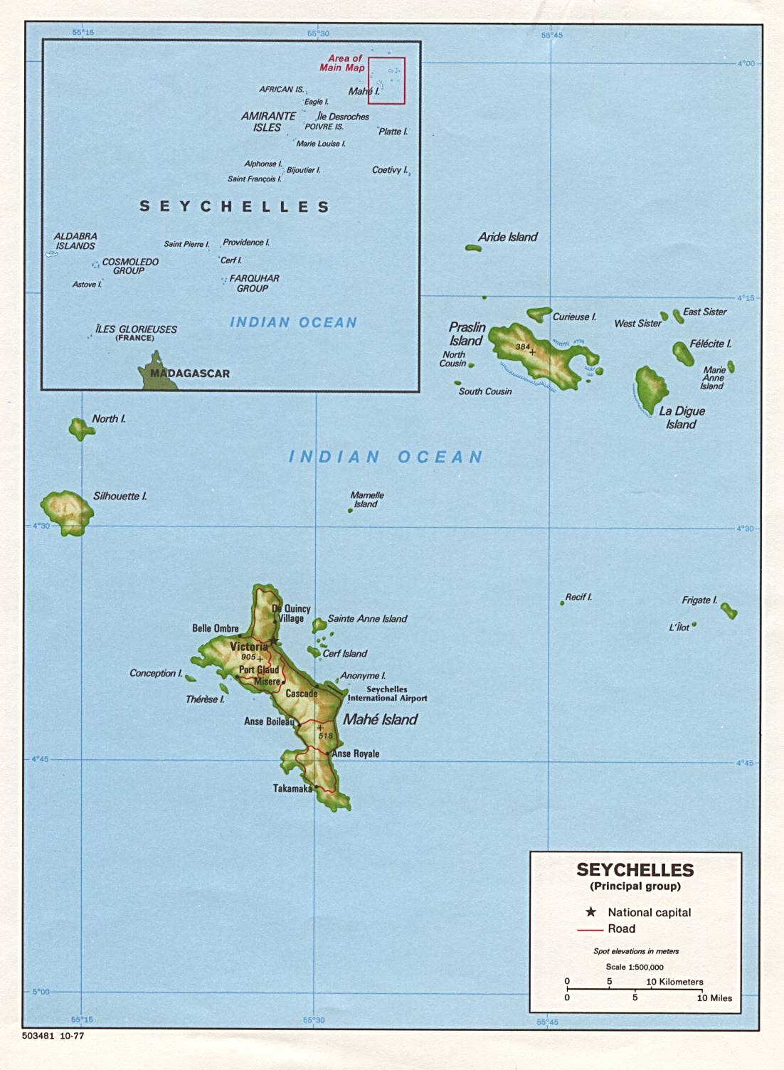 Terreng kart over Seychellene