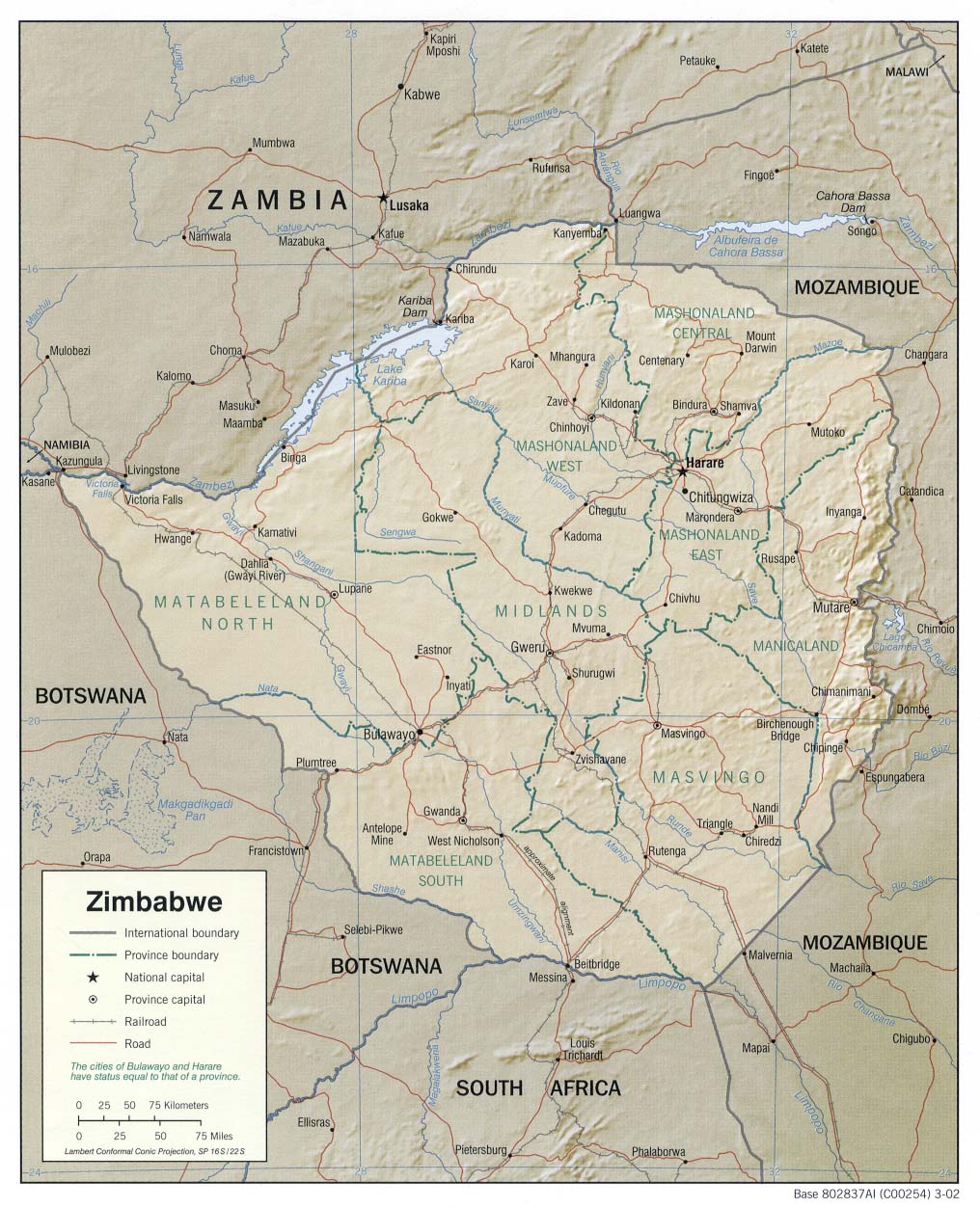 Terreng kart over Zimbabwe